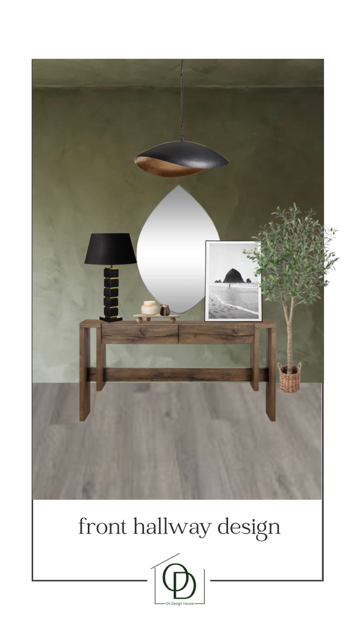 A moody modern entry hallway moment

Wood console table, modern console table, moody decor, black and gold lamp, teardrop mirror, gold frame mirror, travel photography, travel photography art, wood riser, unique wood wiserX faux olive tree, black and gold pendant

#LTKhome #LTKunder100 #LTKFind