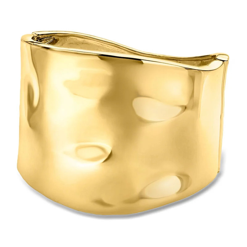 14kt Yellow Gold-Plated Wide Hammered Bangle Bracelet | Ross-Simons