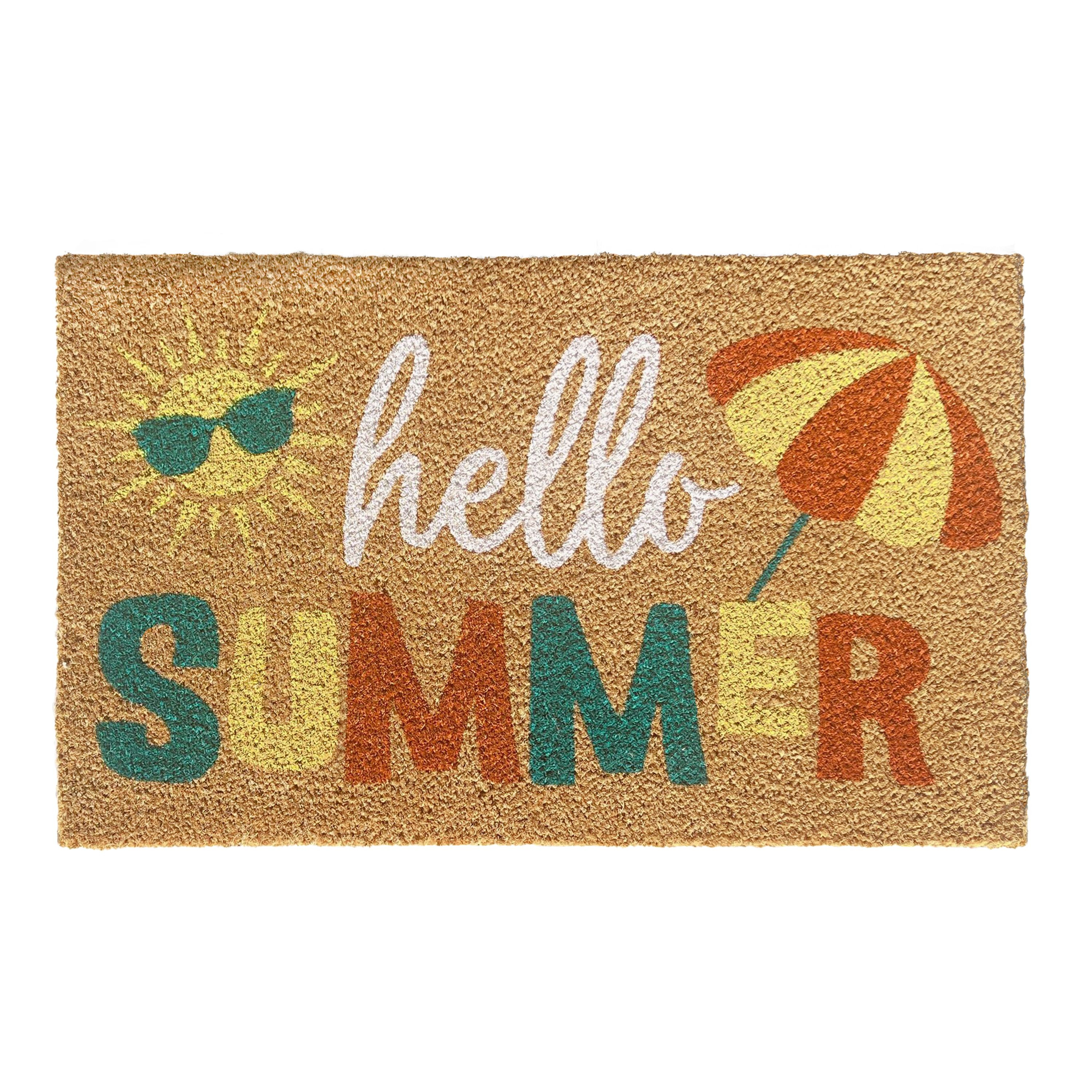 KATE AURORA Hello Summer Bristled Outdoor Heavy Duty Welcome Mat 18 in x 30 in one_size | HELLOSUMMER-COIR-MAT | Lowe's