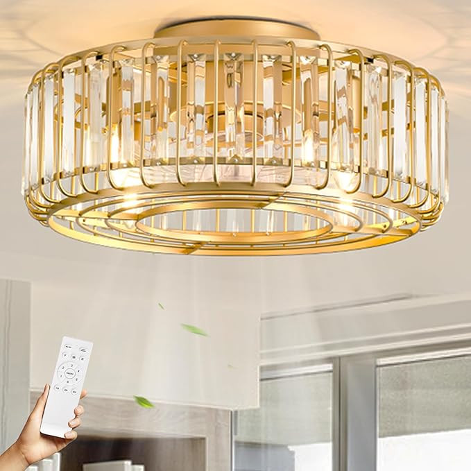 Fandelier Ceiling Fan with Lights and Remote,19" E12 Chandelier Ceiling Fan with Light, 6 Speed 3... | Amazon (US)