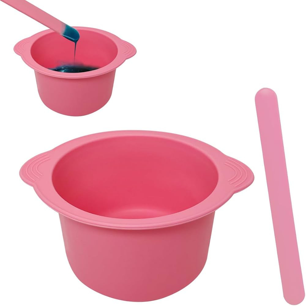 Silicone Wax Bowl for Hair Removal, Reusable Non-Stick Wax Pot Liner with Wax Spatula (Pink) | Amazon (US)