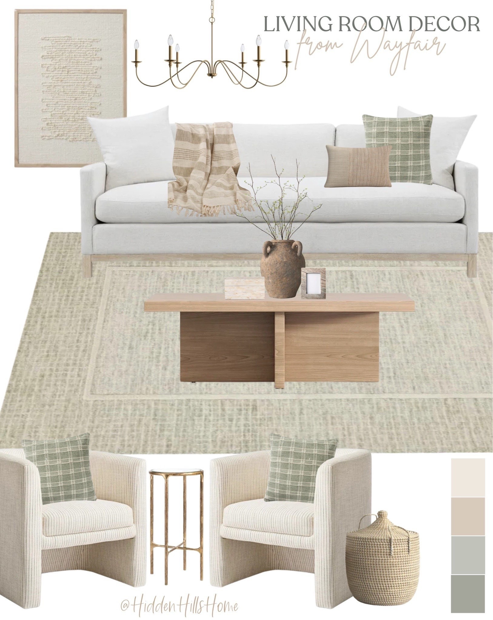 Cozy living room decor, living room mood board, living room rug, coffee table, mood board