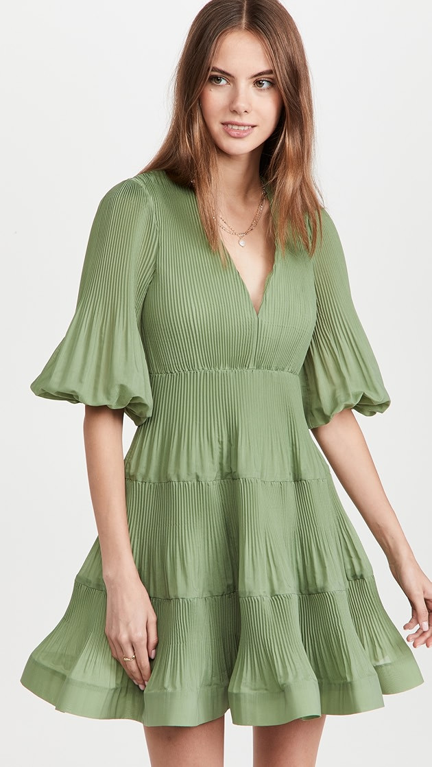 Pleated Long Sleeve Mini Dress | Shopbop