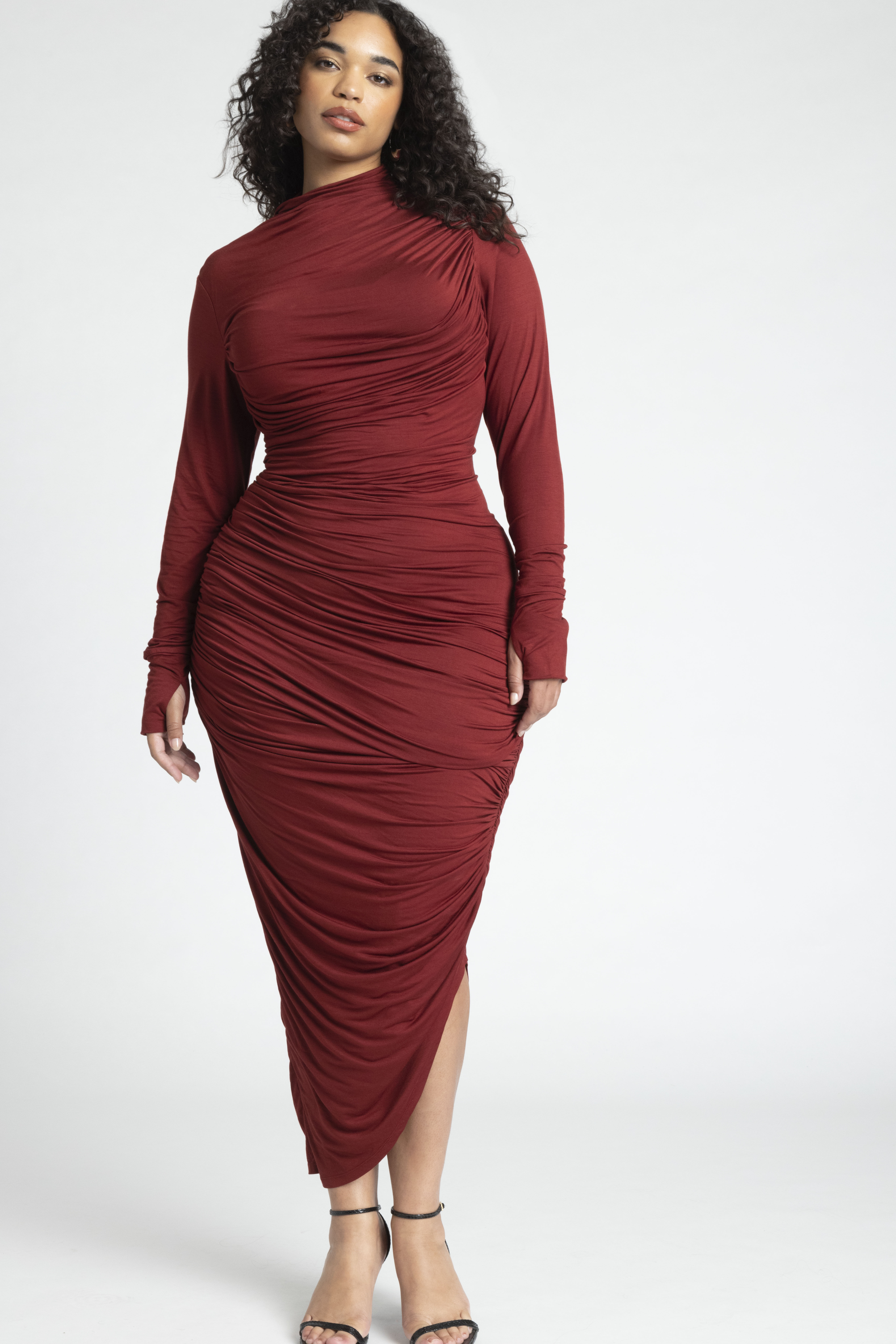 Barkwood x ELOQUII Zigzag Ruched Detail Dress | Eloquii