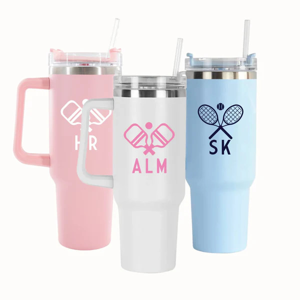 40 oz Tumbler, Monogram Motif | Sprinkled With Pink
