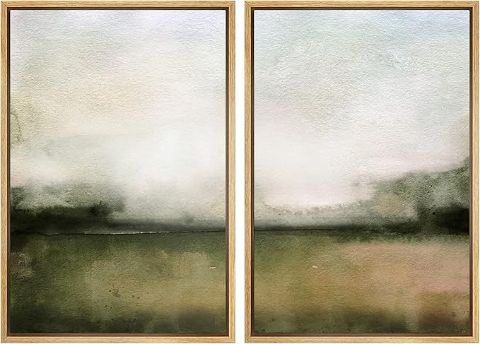 IDEA4WALL Framed Wall Art Print Set Watercolor Brown Ocean Nautical Beach Landscape Wilderness Na... | Amazon (US)