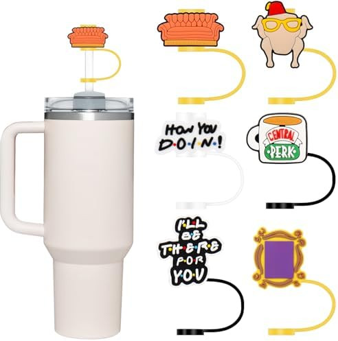 JNAB 6Pcs Silicone Straw Cover for Stanley Cup Tumbler 40 oz & 30 oz, FRIENDS Themed, Spill-Proof... | Amazon (US)