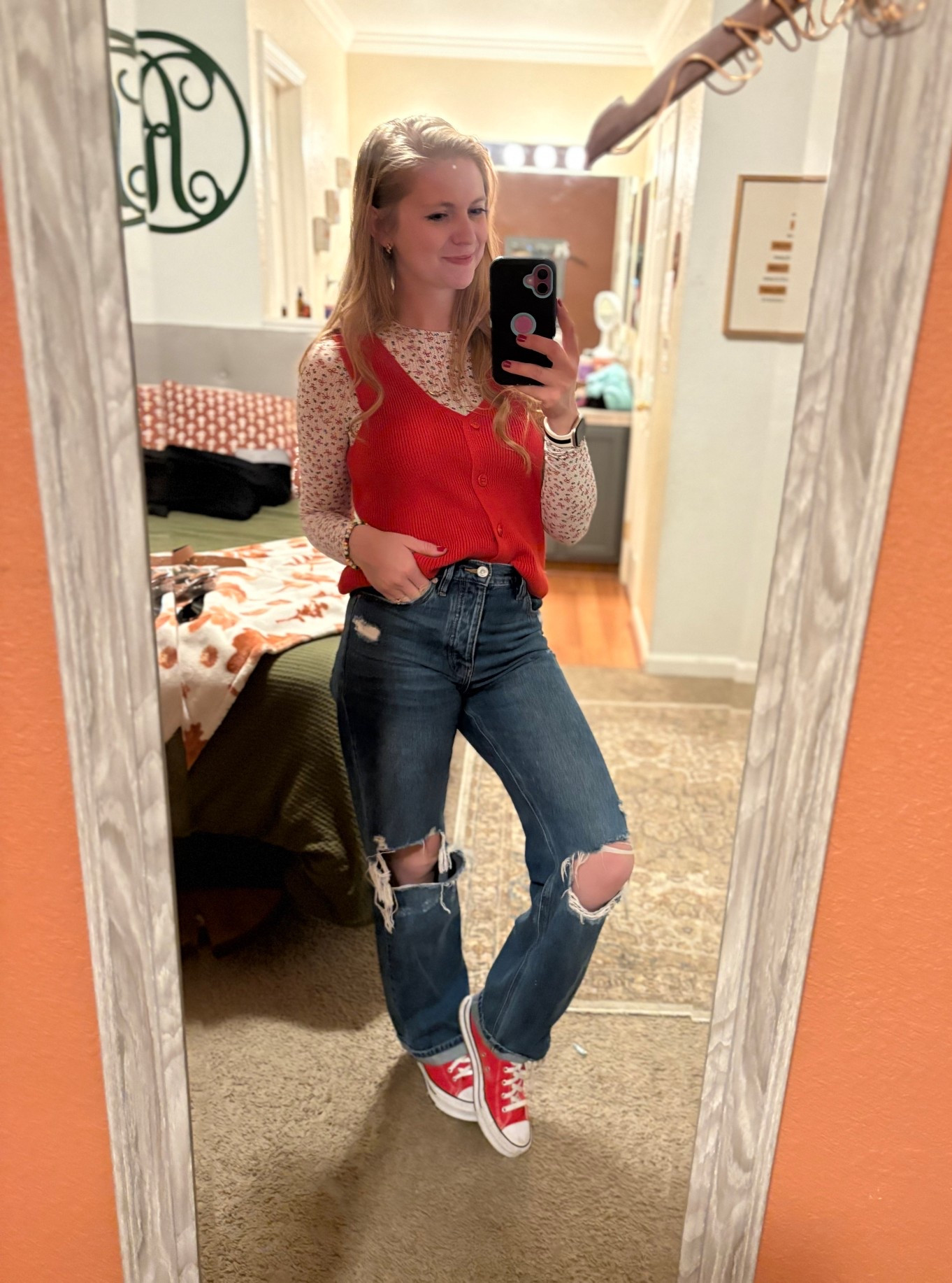 Holiday season “fit! 🎄🎅
Love the softness of the shirt and vest.  The converse are such a fun addition for any holiday outfit! Christmas outfit 
Vest TTS, t shirt fitted- size up. 

#LTKHoliday #LTKSaleAlert #LTKShoeCrush