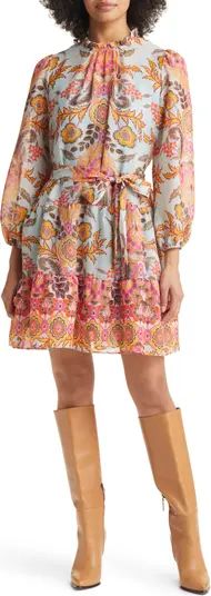 Julia Jordan Paisley Ruffle Long Sleeve Minidress | Nordstrom | Nordstrom