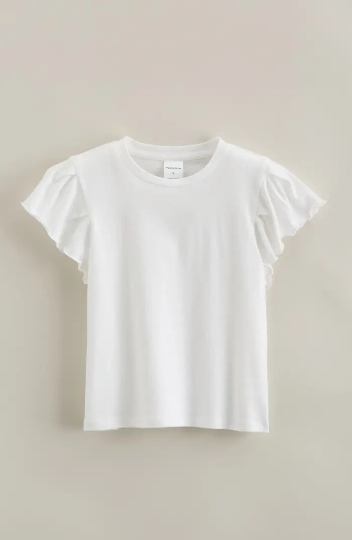 Kids' Flutter Sleeve Cotton T-Shirt | Nordstrom