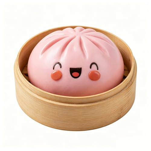 Dumpling Squishy, 2026 New Squeeze Stress Relief Ball, Dumpling Squishy Surprise Toy with Steamer Box for Stress Relief, Cute Collectible Gift, Pink | Amazon (US)