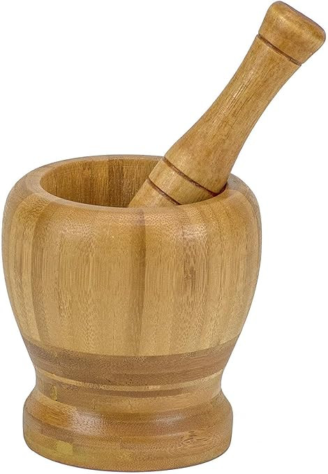 DecorRack Mortar and Pestle, 100% Natural Bamboo Spice Grinder, Decorative 4 inch Wooden Mortar a... | Amazon (US)