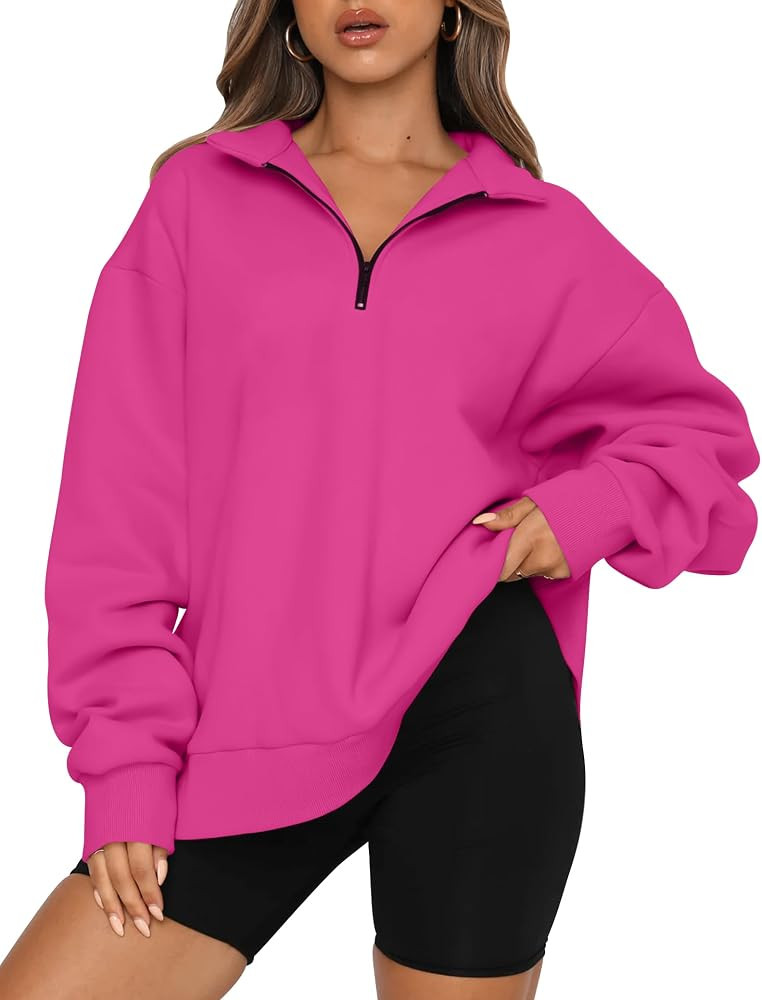 Trendy Queen Womens Oversized Sweatshirts Fall Fashion Hoodies Half Zip Pullover Long Sleeve Shir... | Amazon (US)