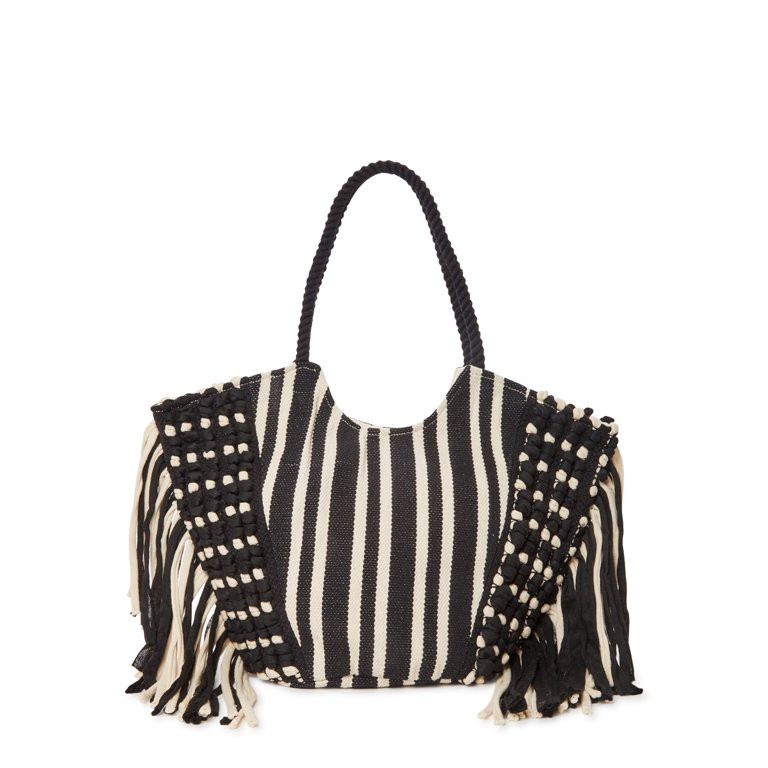 No Boundaries Women’s Fringe Tote Bag Rich Black | Walmart (US)