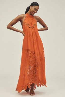 By Anthropologie Halter Cutwork Lace Dress | Anthropologie (US)