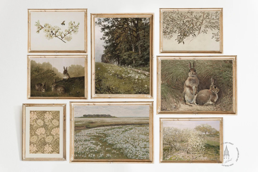 Vintage Spring Gallery wall Set of 8, Rustic Printable wall Art, Vintage Easter Prints, Vintage M... | Etsy (CAD)