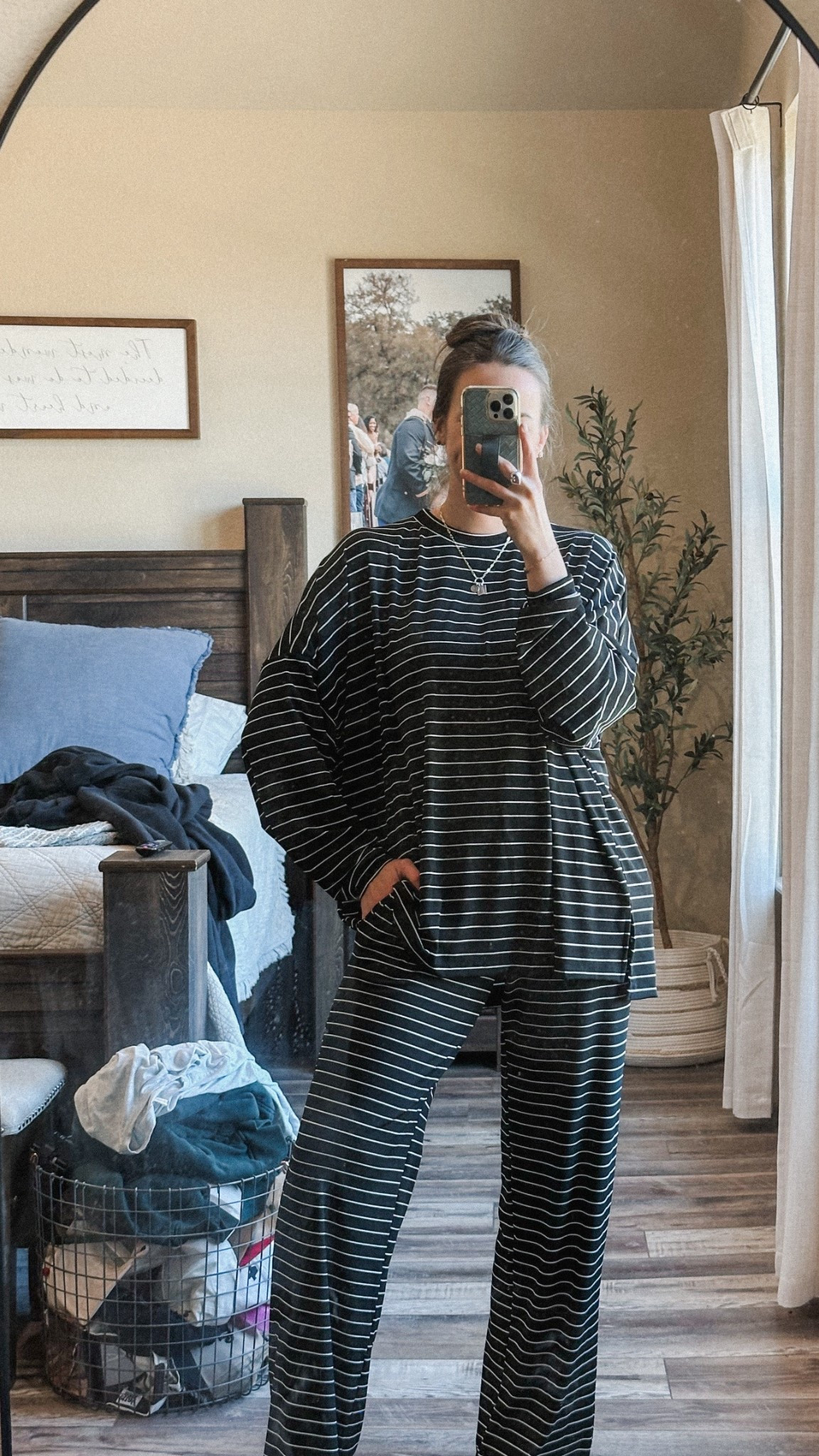 Striped ribbed + lightweight set I’m loving🖤 in my true size medium! 

#LTKTall #LTKmomlife #LTKootd