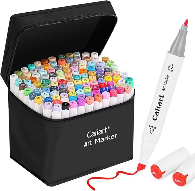 Caliart Markers, 121 Colors Dual Tip Art Markers Sketch Pens, Easter Basket Stuffers for Kids Tee... | Amazon (US)