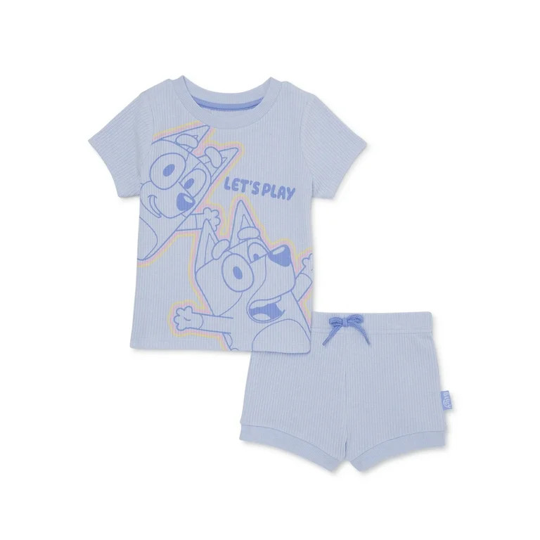 Bluey Toddler Girls Tee and Ribbed Shorts Set, 2-Piece, Sizes 2T-5T | Walmart (US)