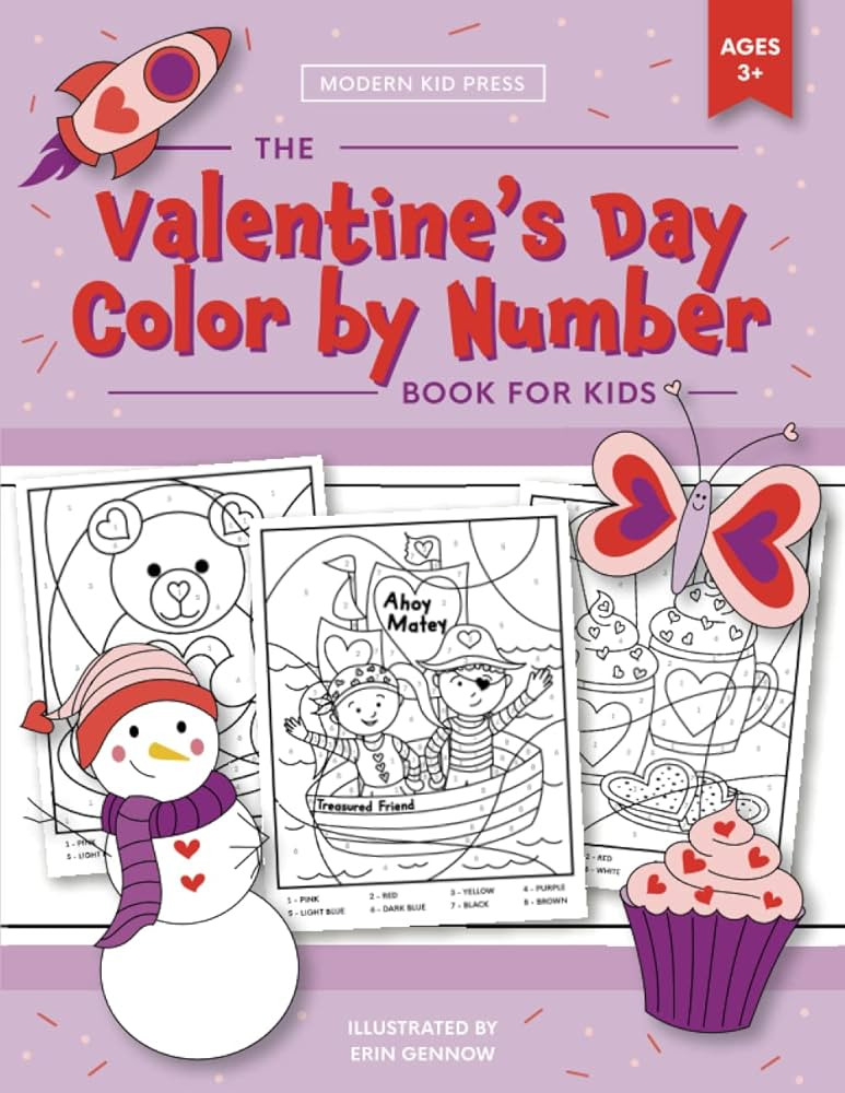 The Valentine's Day Color by Number Book for Kids: Over 50 Cute Valentine themed Coloring Designs | Amazon (US)