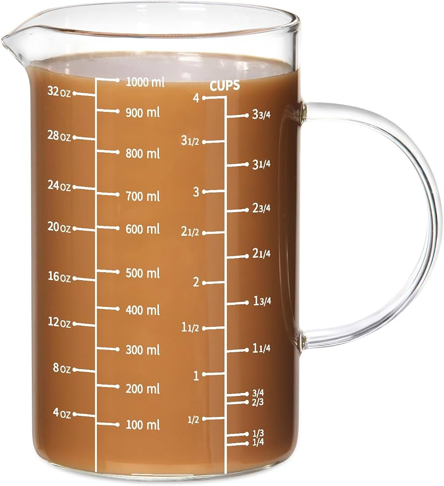77L Glass Measuring Cup, [Insulated handle, V-Shaped Spout], High Borosilicate Glass Measuring Cu... | Amazon (US)