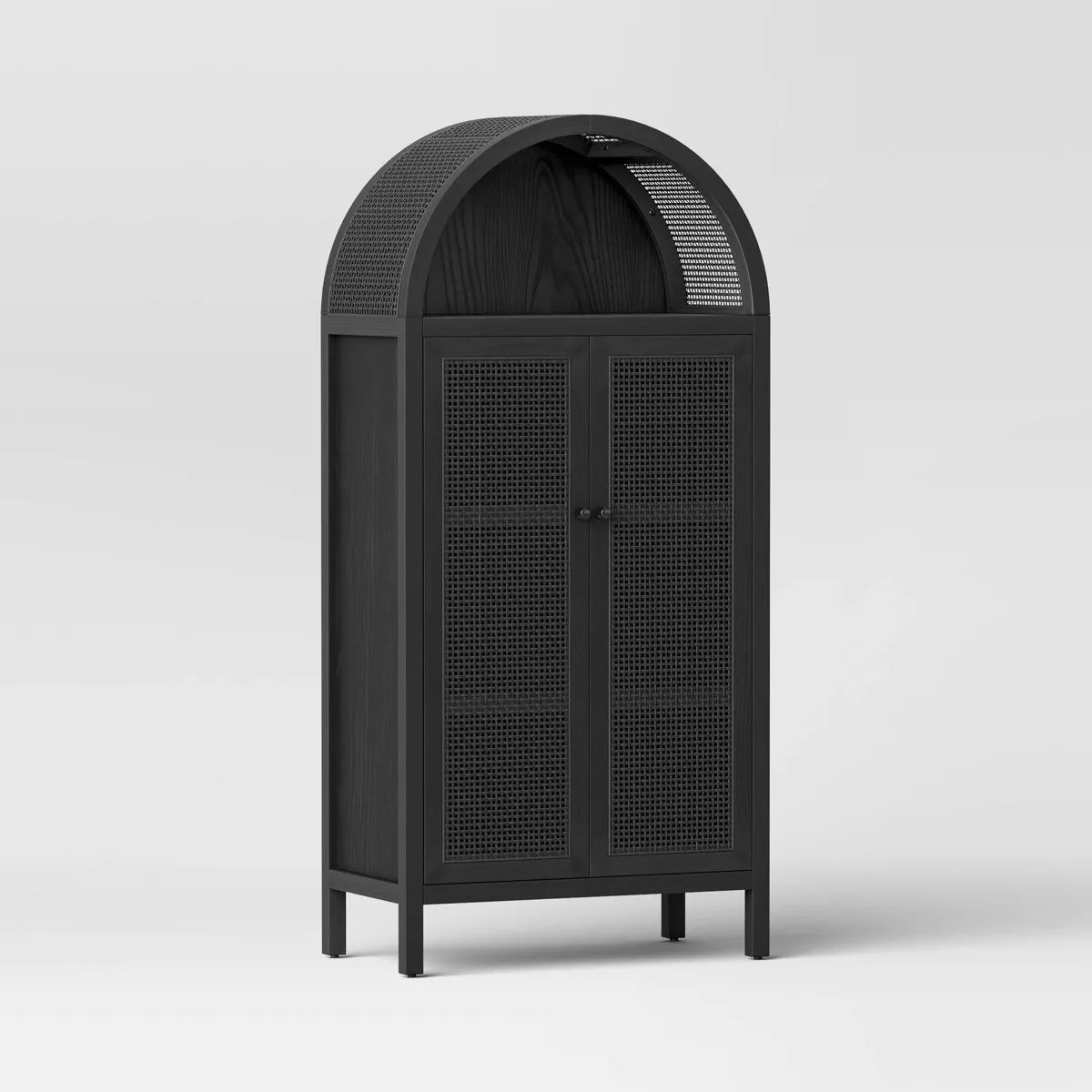 Woven Arched Wood Cabinet Black - Threshold™ | Target