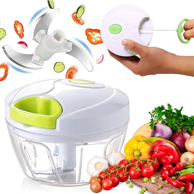 【UPGRADED BLADES】Manual Food Chopper Hand Pull Food Processor Vegetable Cutter, Chopper Hand ... | Amazon (US)