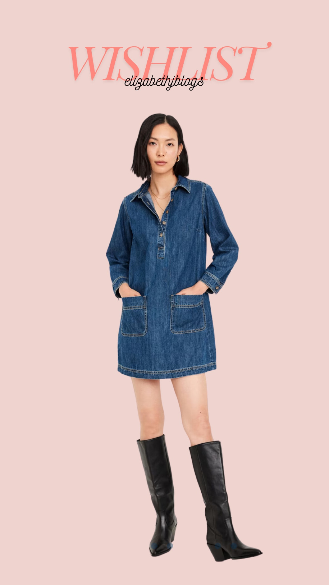 Denim dress. Fall dress. Fall outfit. Shirt dress 