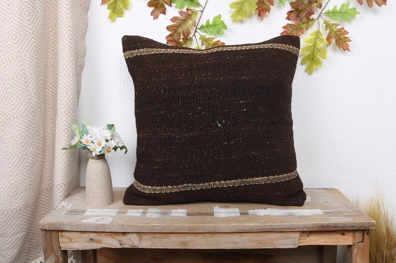 Handmade Kilim Cushion, Pillow for Couch, 20x20 Turkish Kilim Pillow, Gift Pillow, Brown Pillow, ... | Etsy (US)