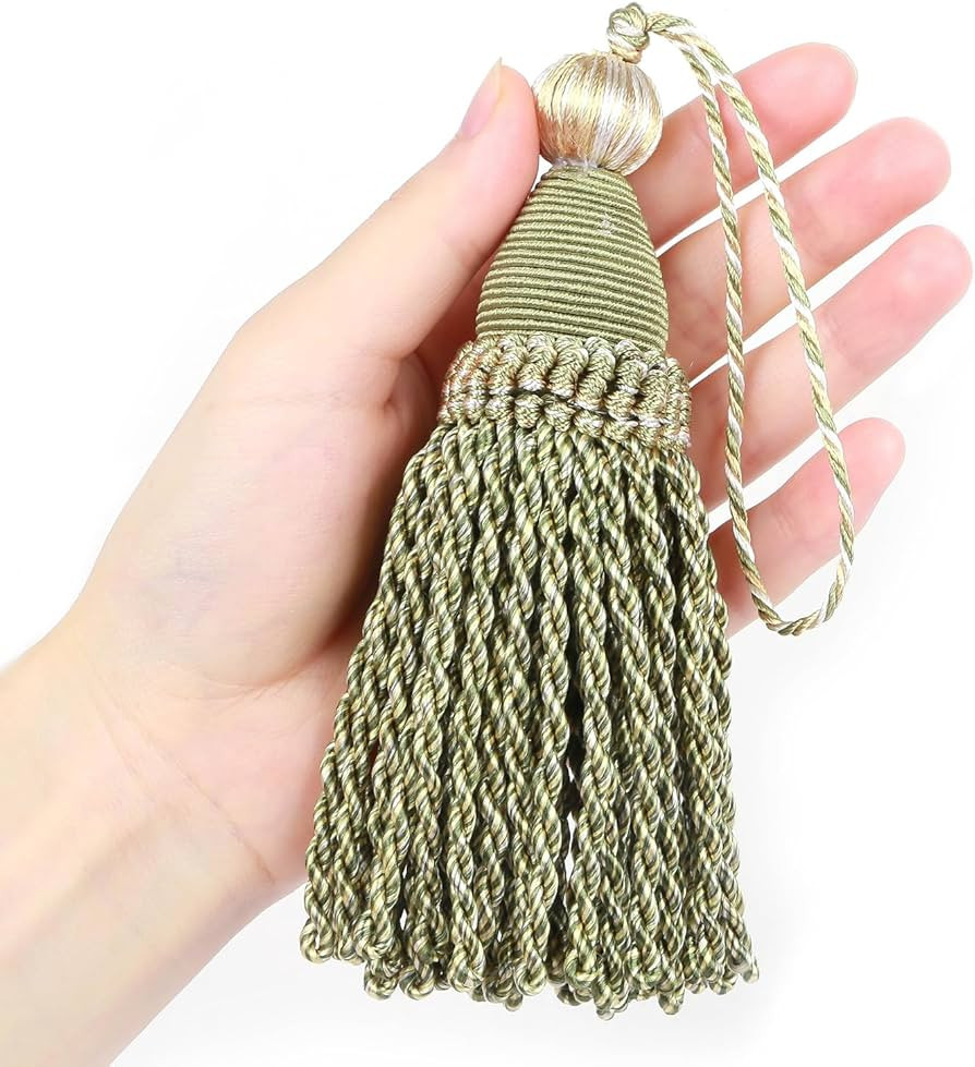 Fenghuangwu 2 Pcs 6" Large Key Tassel with 4.3" Loop Elegant Hand Crafted Tassels | Amazon (US)