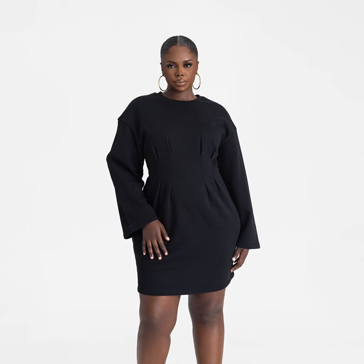 KBB by KAHLANA Women's Long Sleeve 'The Sweatshirt Dress' - Black | Target
