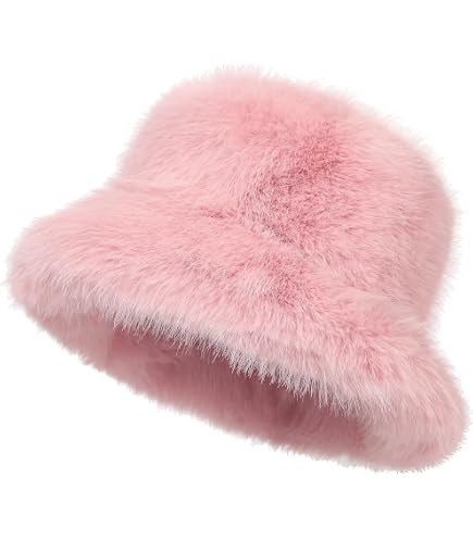 Lina & Lily Oversized Winter Faux Fur Bucket Hat for Women - Long Pile Fur Wide Moldable Brim | Amazon (US)