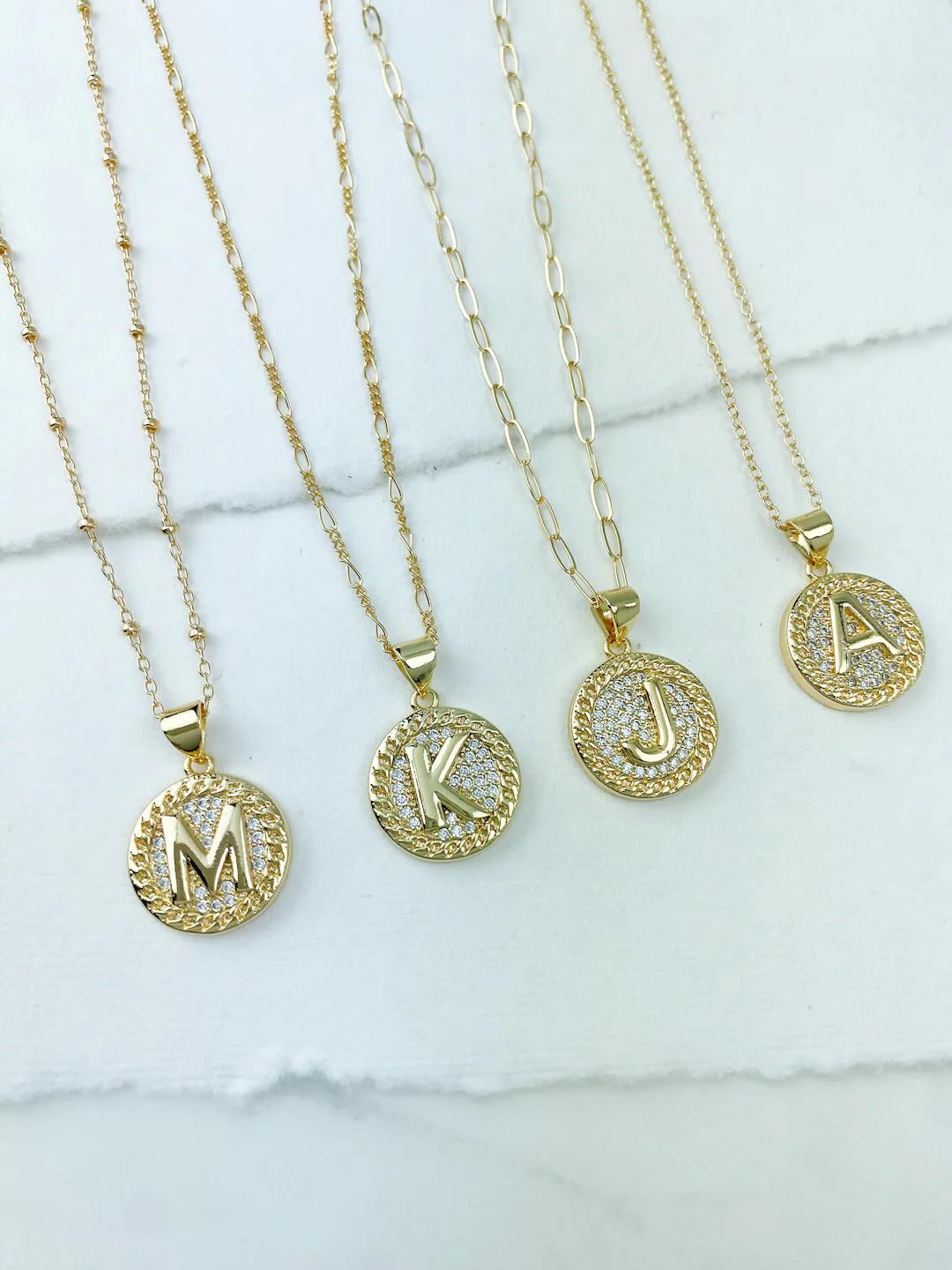 14k Gold Filled Initial Necklace Gold Necklace Dainty - Etsy | Etsy (US)