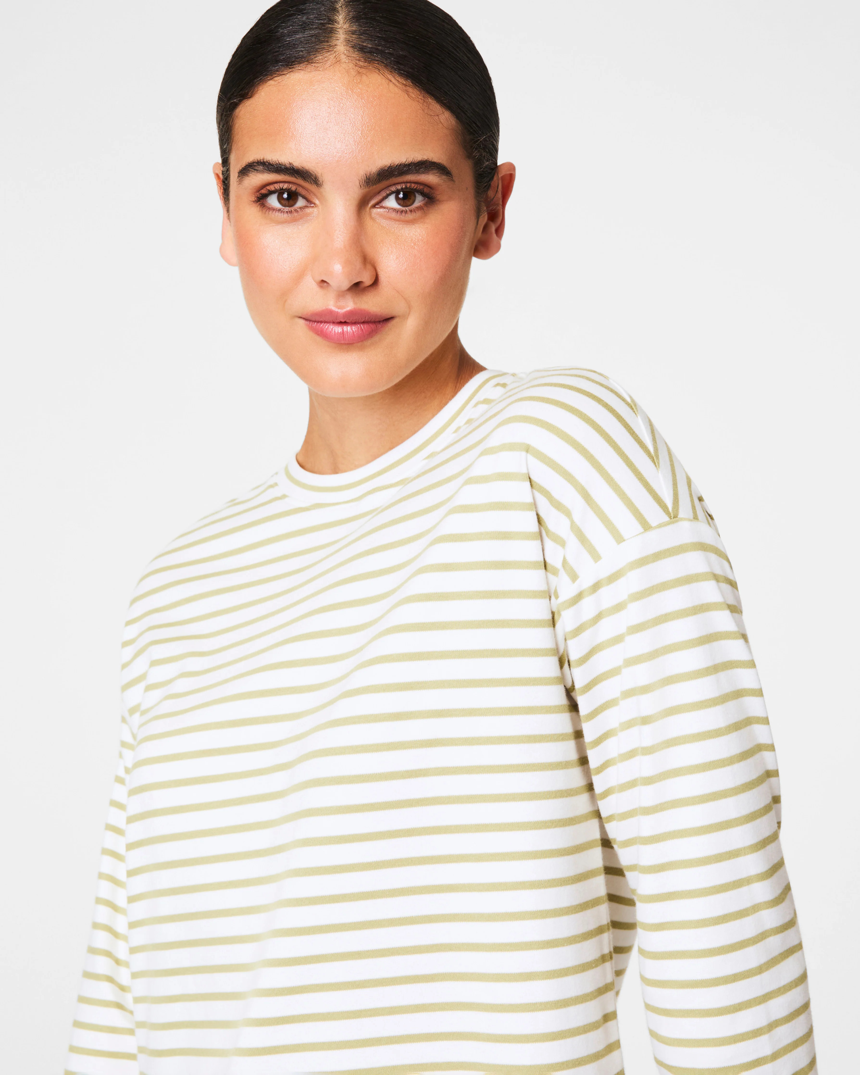 SPANX® Cotton Long Sleeve Crewneck Top, Stripe | Spanx