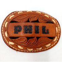 Phil Belt Buckle Vintage Brown Leather Country Western Cowboy Trucker | Etsy (US)