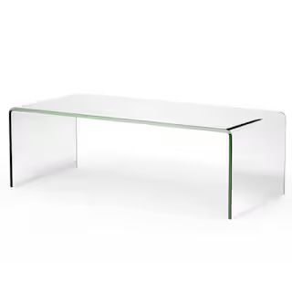 FORCLOVER 43 in. Transparent Rectangle Glass Top Coffee Table COSHW662-89CL - The Home Depot | The Home Depot