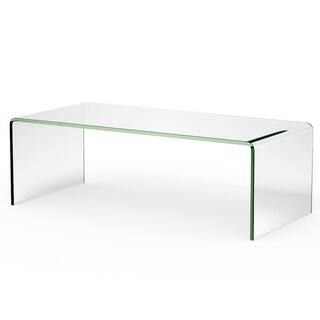 FORCLOVER 43 in. Transparent Rectangle Glass Top Coffee Table COSHW662-89CL - The Home Depot | The Home Depot