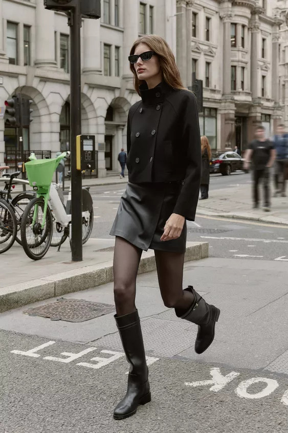 FAUX LEATHER WRAP SKORT | Zara UK