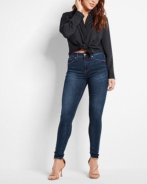 Mid Rise Dark Wash Skinny Jeans | Express