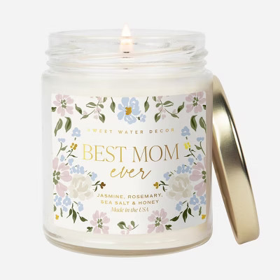 Sweet Water Decor Patterned Best Mom Ever 9oz Clear Jar Candle with Gold Lid | Target