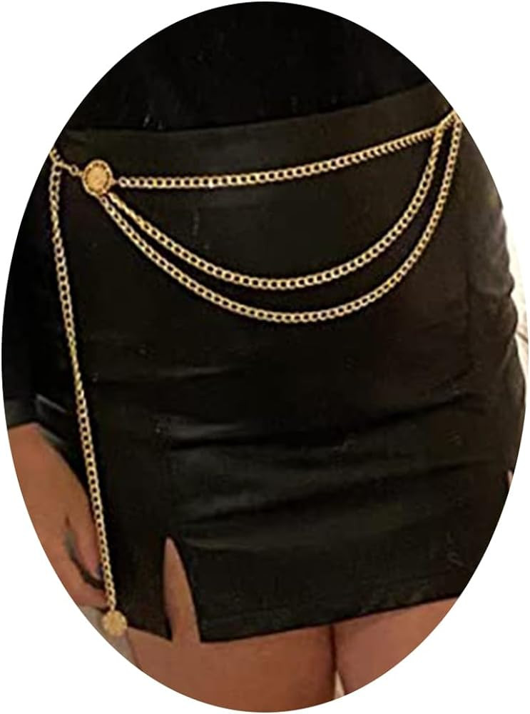 MODRSA Chain Belt Chain Silver Chain Belt Gold Chain Belt with Chain Sunflower Butterfly Waist Ch... | Amazon (US)