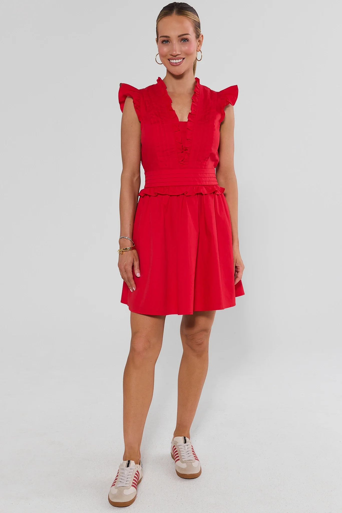 Makayla Red Flutter Sleeve Short Dress | Avara