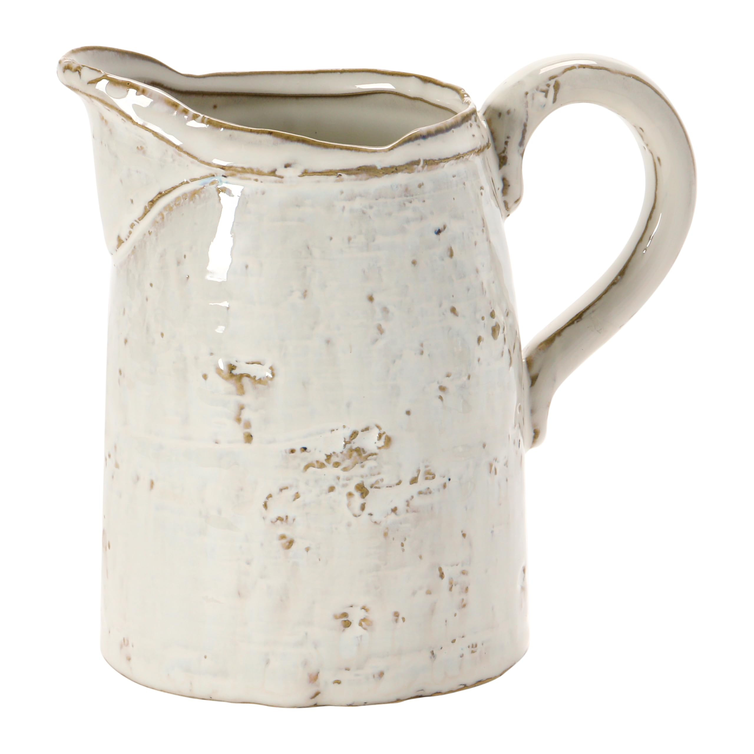 Creative Co-Op 28 oz. Stoneware, Reactive Glaze, White (Each One Will Vary) Pitcher, 6.25" | Amazon (US)