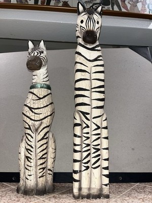 Large Hand Carved & Painted Zebra Sculptures Signed James Haddon | eBay US