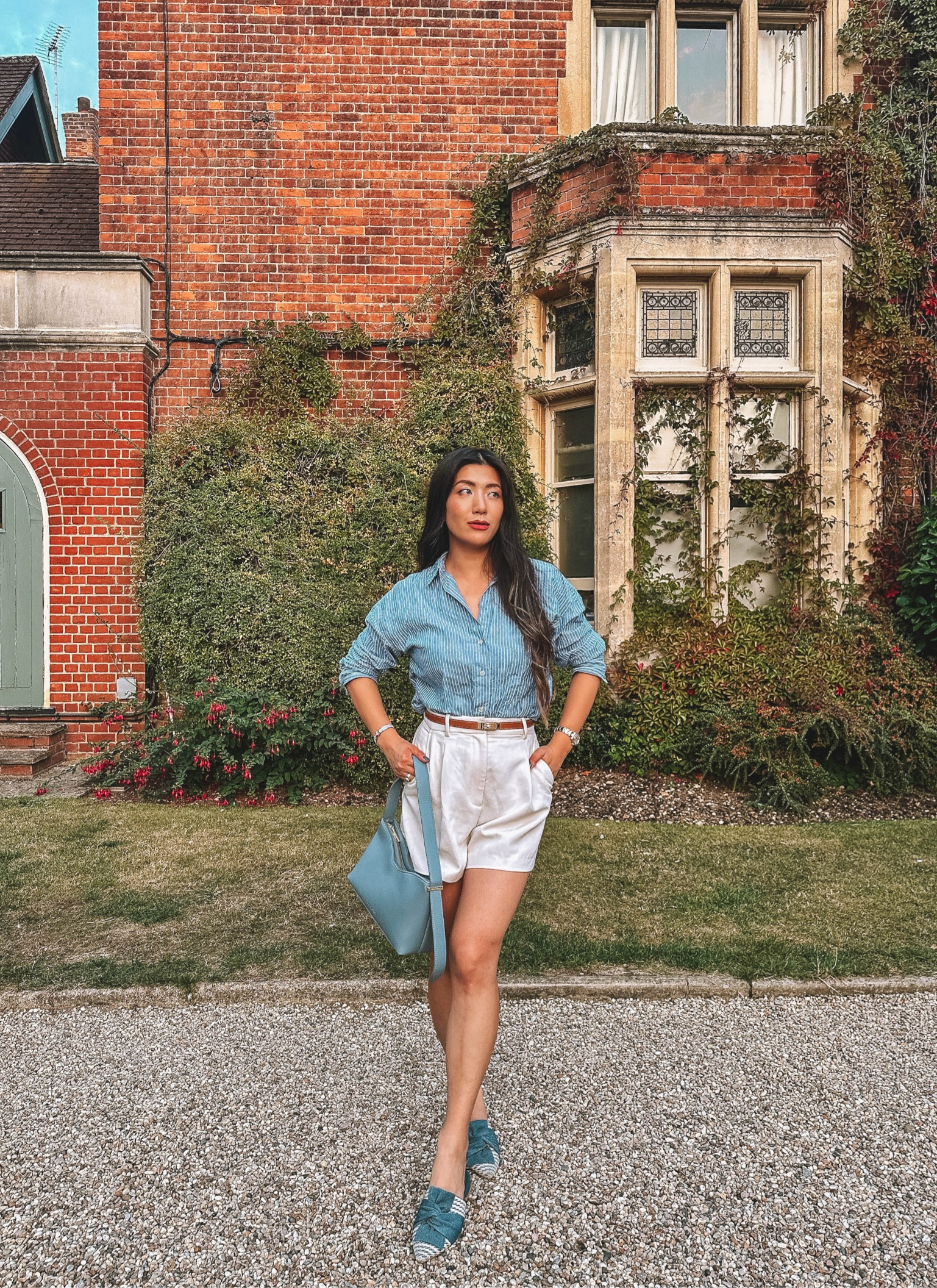 Holiday outfit, summer outfit, Katie Loxton, blue handbag, mules, Vivaia, Hermes Kelly belt, old money, Bermuda shorts, striped shirt

#LTKshoes #LTKbag #LTKeurope