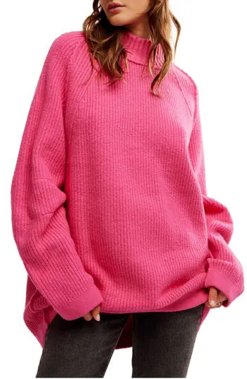 Free People Sunbeam Oversize Turtleneck Sweater in Hot Pink at Nordstrom Rack, Size Large | Nordstrom Rack