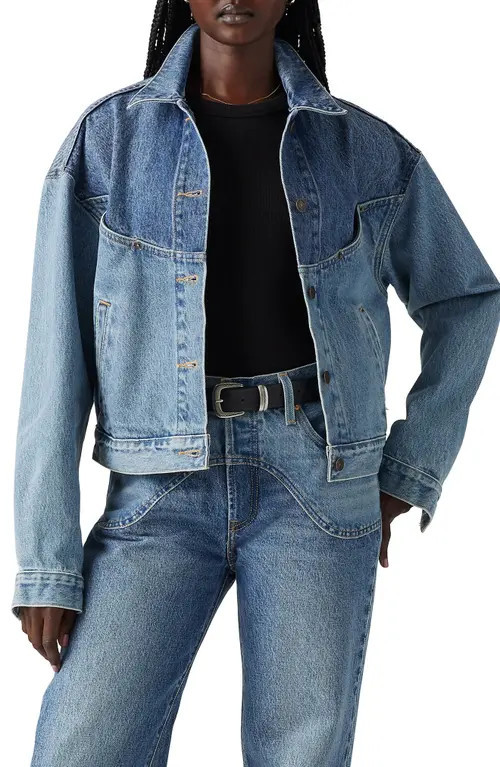 levi's Shrunken '90s Western Denim Trucker Jacket in Ironic Iconic Trucker at Nordstrom, Size X-Small | Nordstrom