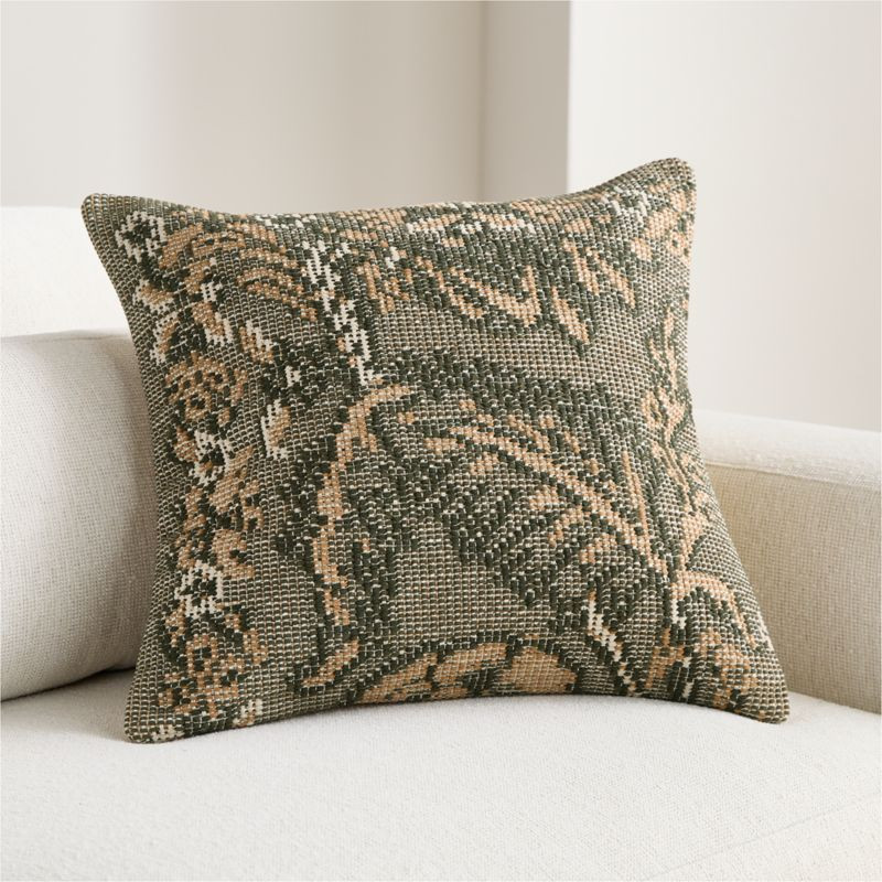 Hillsfield Organic Cotton 20"x20" Burnt Green Throw Pillow Cover | Crate & Barrel