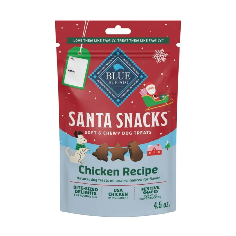 Blue Buffalo Santa Snacks Soft-Moist Dog Bits for Training, Chicken, 4.5-oz. Bag - Walmart.com | Walmart (US)