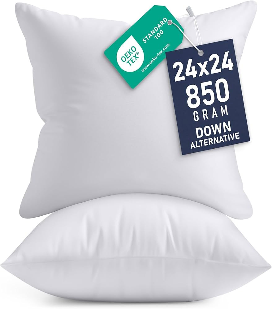 Utopia Bedding Throw Pillows Insert (Pack of 2, White) - 24 x 24 Inches Bed and Couch Pillows - I... | Amazon (US)